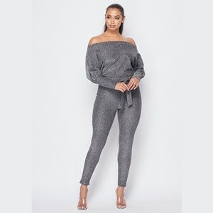 Glitter Knit Dolman Jumpsuit